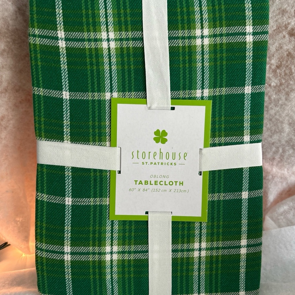 Storehouse St Patricks Day Green Tartan Plaid Tablecloth 60x84